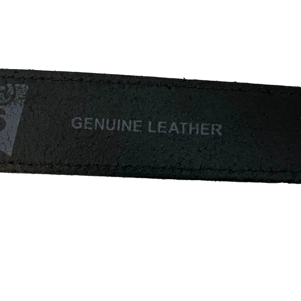 Levi’s Mens Black Leather Belt Large (38–40) Genuine Leather Gunmetal Buckle